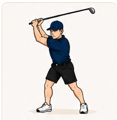 Golfer at the top of a backswing