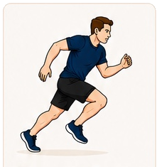 Person running with dynamic full-body stride
